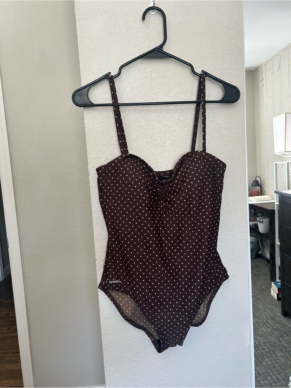 Speedo Women’s Brown Polka Dot One-Piece Swim Suit size 12